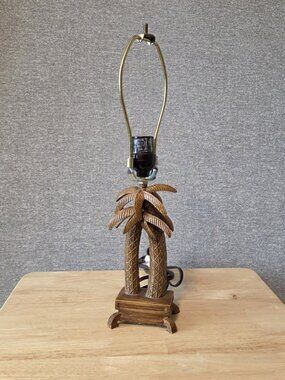 Vintage Cheyenne Double Palm Tree Table Lamp 16"